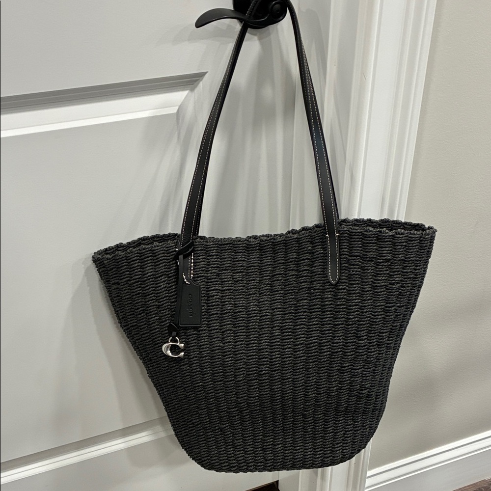 Coach Large Black woven Straw Tote